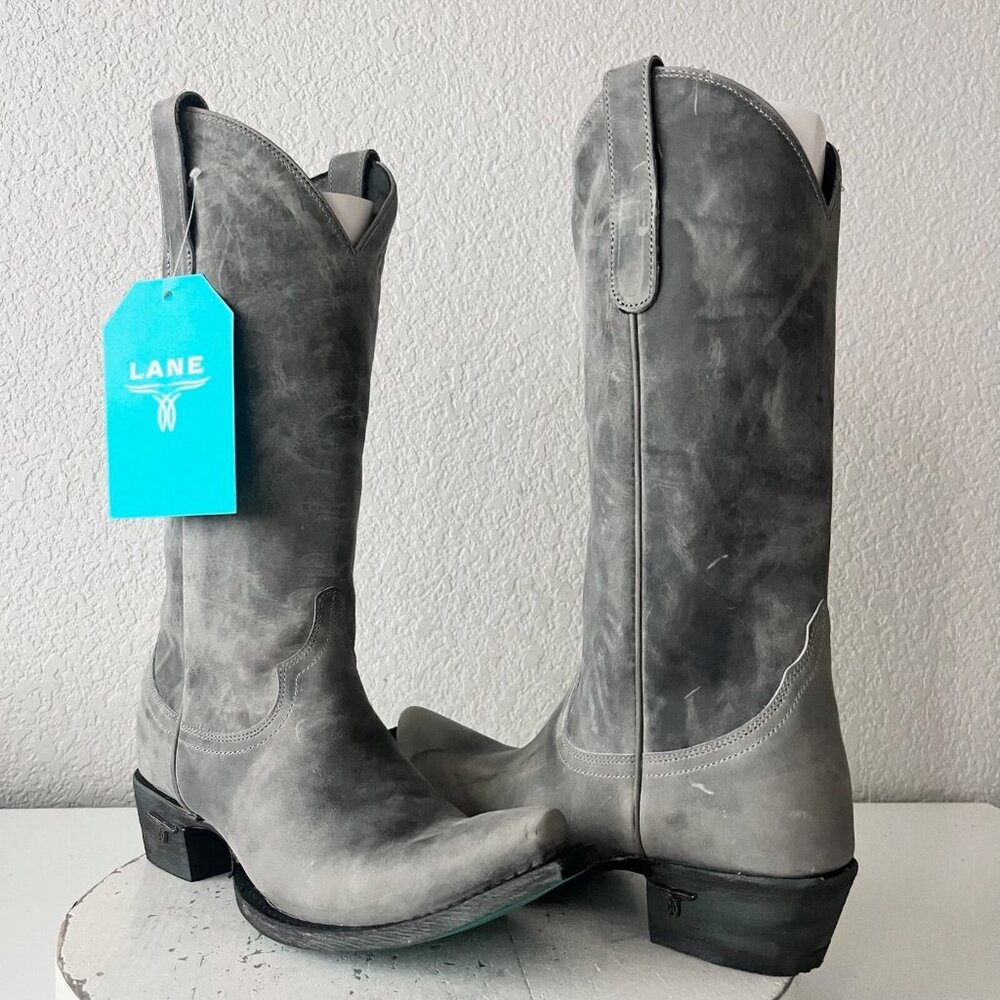 Lane EMMA JANE Womens Cowboy Boots 7.5 Gray Leather Western Cowgirl Mid Calf - Picture 13 of 13